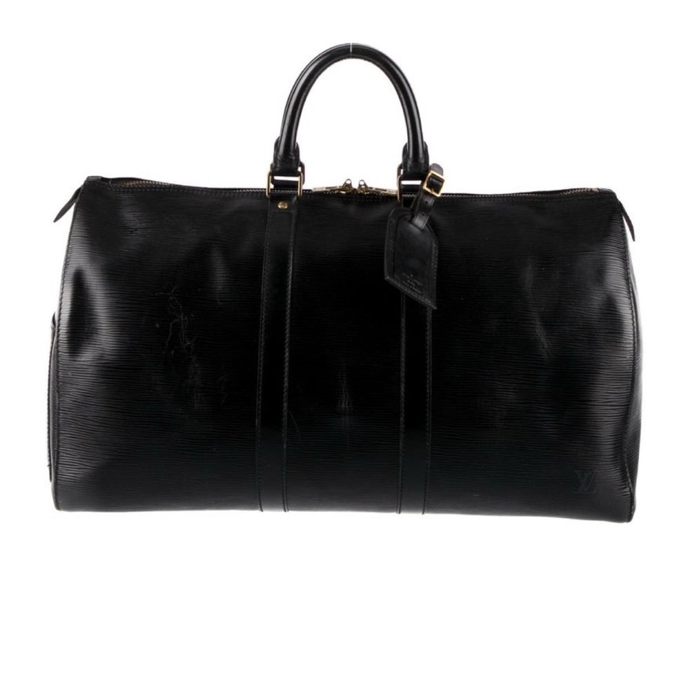 Louis Vuitton Black Epi Leather Keepall Bag 50 Authentic